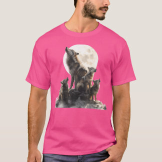 Mommy Wolf Howling at Moon Wolf liebt Mutter's Da T-Shirt