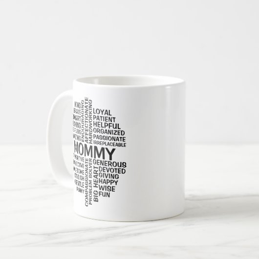Mommy Word Cloud Name Kaffeetasse (Vorderseite Links)