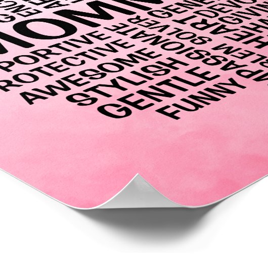 Mommy Word Cloud Name Pink Ombre Poster (Ecke)