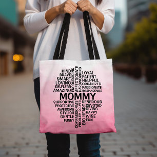 Mommy Word Cloud Name Pink Ombre Tasche