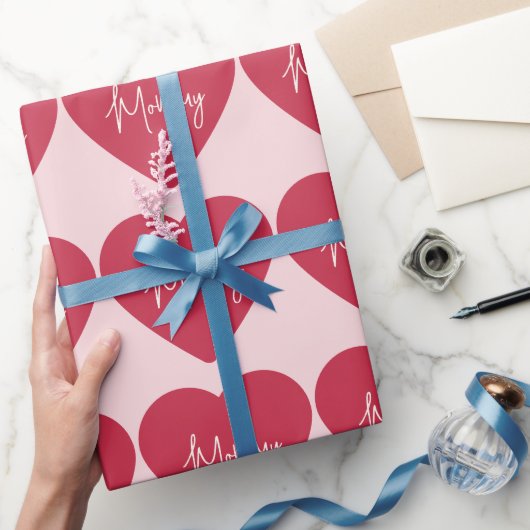 Mommy Wrapping Paper | Rosa Hintergrund und rotes  Geschenkpapier (Schenken)