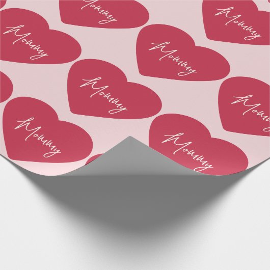 Mommy Wrapping Paper | Rosa Hintergrund und rotes Geschenkpapier (Ecke)