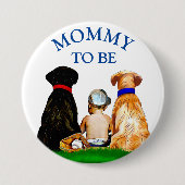 Mommy zu Baseball Themed Boy's Baby Shower Labrado Button (Vorderseite)