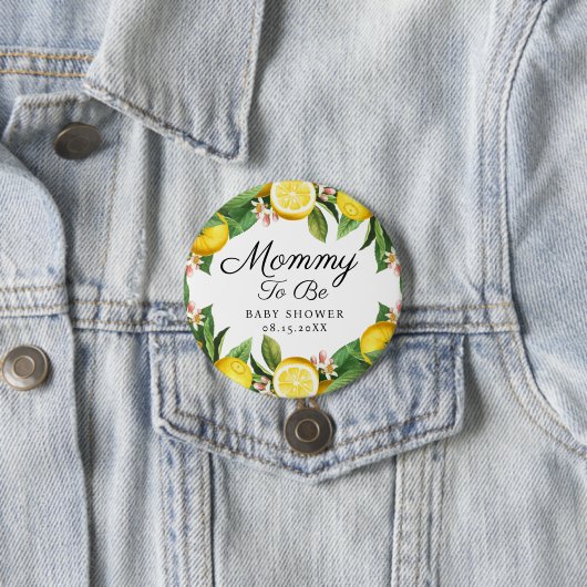 Mommy zu Lemon Citrus Summer Baby Shower Button (Beispiel)