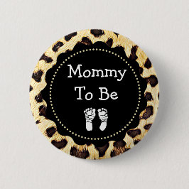 Mommy zu Leopard Print Baby Shower Button