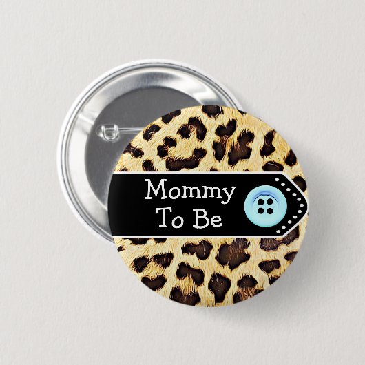Mommy zu Leopard Print Baby Shower Button (Vorne & Hinten)