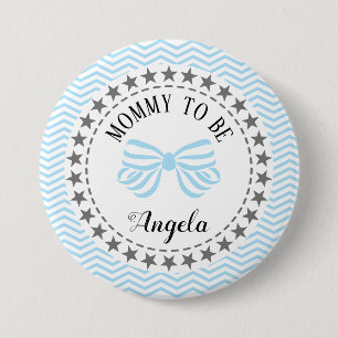 Mommy zu New Mother Baby Shower Blue Bow Button