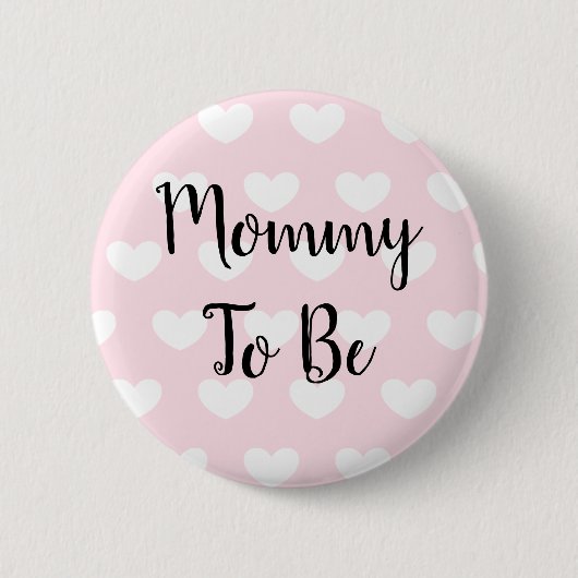 Mommy zu Pink Hearts Baby Shower Button (Vorderseite)