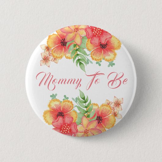 Mommy zu sein Peach Orange und Coral Baby Dusche Button (Vorderseite)