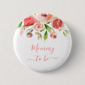 Mommy zu sein rosa Rose Blumengrün Neue Mutter Button (Vorderseite)