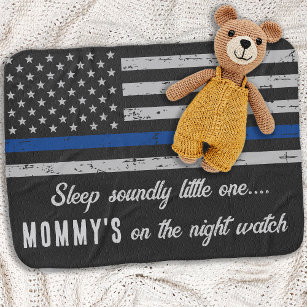 Mommy's auf der Night Watch Thin Blue Line Polizei Babydecke