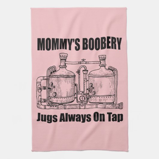 Mommy's Boobery Jugs immer Gestochen Geschirrtuch (Vertikal)