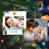 Mommy's erstes Weihnachten Rustikale Bäume Foto Keramikornament