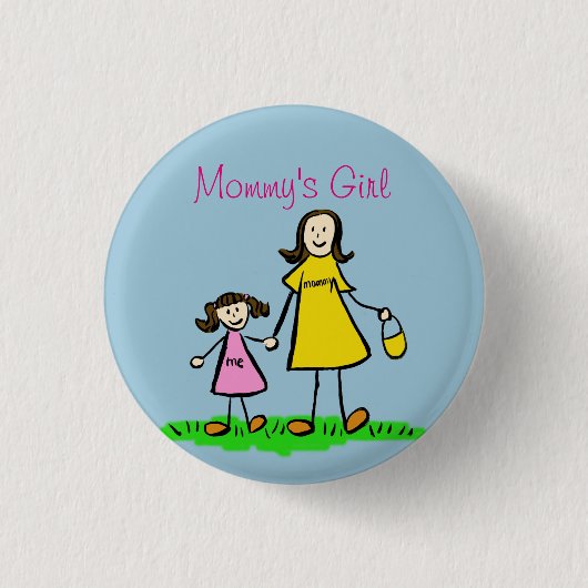 Mommy's Girl Family Art Custom Pendant Tasten Button (Vorderseite)