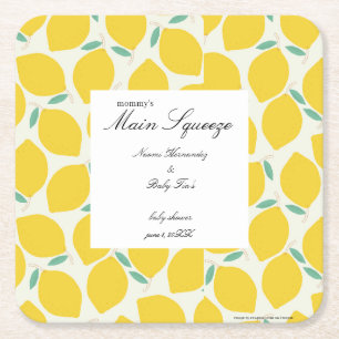 Mommy's Haupt Squeeze Lemon Citrus Baby Dusche Rechteckiger Pappuntersetzer