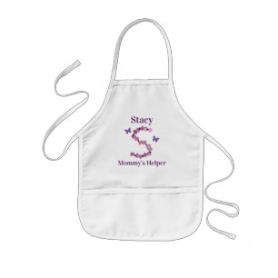 Mommy's Helper Pink Monogram S Blume und Perlen Kinderschürze