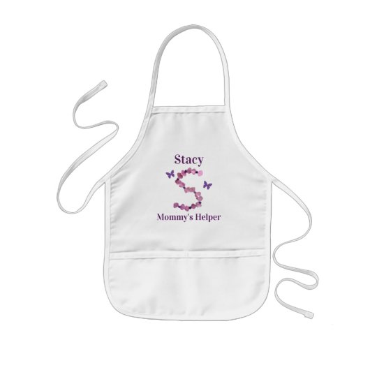 Mommy's Helper Pink Monogram S Blume und Perlen Kinderschürze (Vorne)