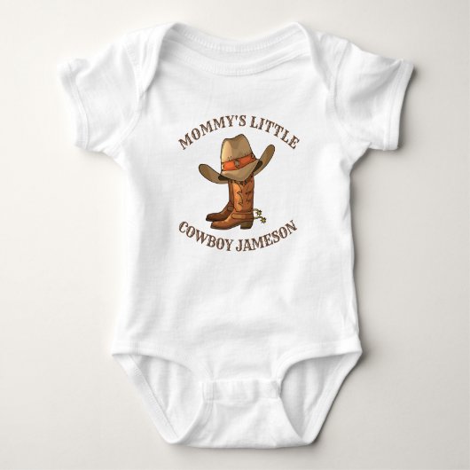 Mommy's kleiner Cowboy personalisierter Name Baby Strampler (Vorderseite)