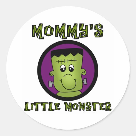 Mommy's Kleines Monster T - Shirt und Geschenke Runder Aufkleber (Vorderseite)