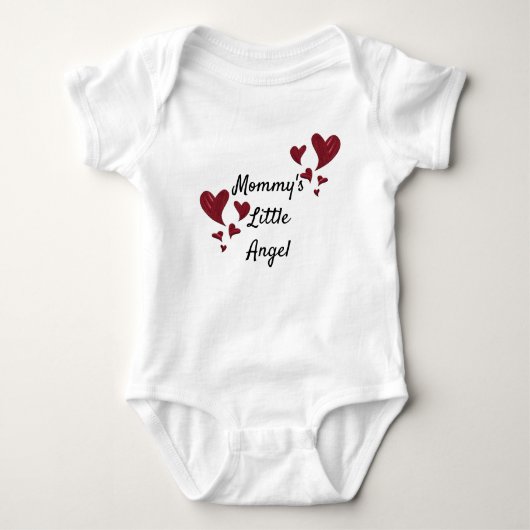 Mommy's Little Angel Bright Red Painted Hearts Baby Strampler (Vorderseite)