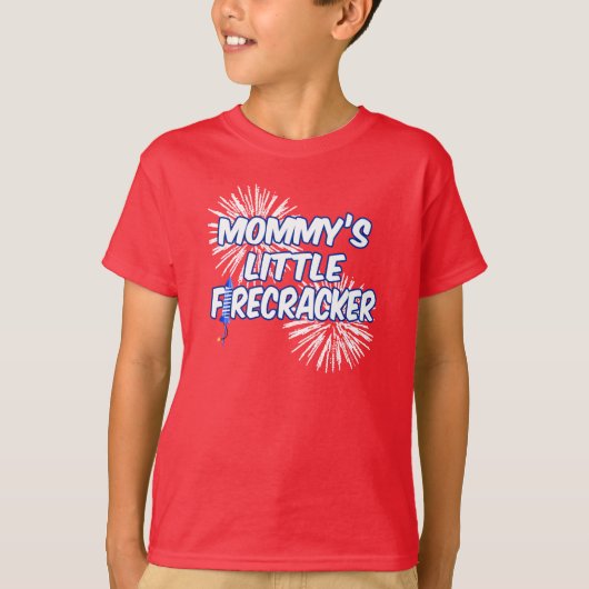 Mommy's Little Firecracker Niedlich Kids 4. Juli T-Shirt (Vorderseite)