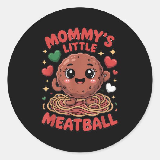 Mommy's Little Meatball Love Italian Kid Funny Runder Aufkleber (Vorderseite)