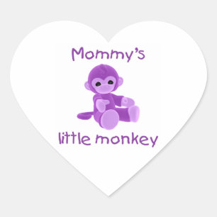 Mommy's Little Monkey (lila) Herz-Aufkleber