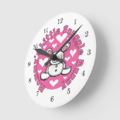 Mommy's Little Snuggle Bunny Runde Wanduhr (Winkel)