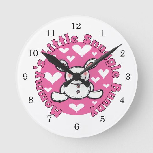 Mommy's Little Snuggle Bunny Runde Wanduhr (Vorderseite)