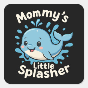 Mommy's Little Splasher Niedlich Baby Whale Quadratischer Aufkleber