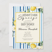 Mommy's Main Squeeze Lemon Blue Boy Baby Shower Einladung (Vorderseite)