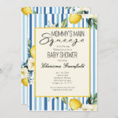 Mommy's Main Squeeze Lemon Blue Boy Baby Shower Einladung (Vorne/Hinten)