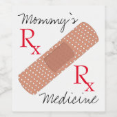 Mommy's Medicine Bandage Funny Wine Label Custom Weinetikett (Einzelnes Label)