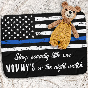 Mommy's on the Night Watch Thin Blue Line Police B Babydecke