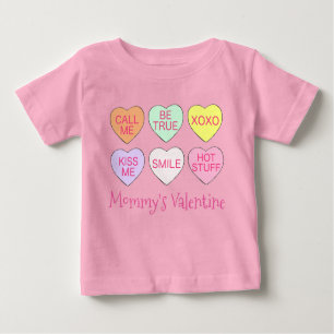 Mommy's Valentine Pink Candy Conversation Hört Baby T-shirt