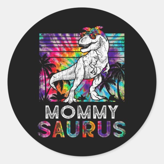 Mommysaurus Dinosaur Mutter Saurus Familie passend Runder Aufkleber (Vorderseite)