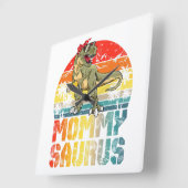 Mommysaurus T Rex Dinosaur Mommy Saurus Family Mat Quadratische Wanduhr (Winkel)