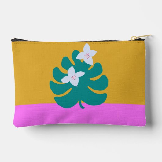 Momogramm moderne, farbige gelbe Blüte Zubehörtasche (Rückseite)