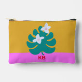 Momogramm moderne, farbige gelbe Blüte Zubehörtasche (Vorderseite)