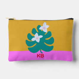 Momogramm moderne, farbige gelbe Blüte Zubehörtasche