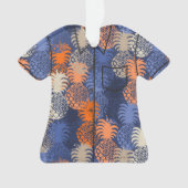 Momona Hawaiian Tropischer Ananas AlohaShirt-blau Ornament (Vorderseite)