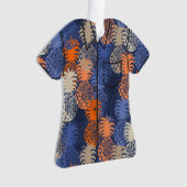 Momona Hawaiian Tropischer Ananas AlohaShirt-blau Ornament (Vorderseite)