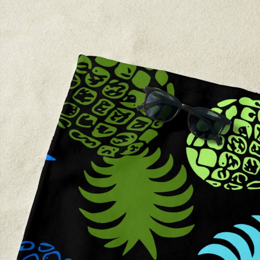 Momona hawaiische tropische Ananas - Turq- Strandtuch (Beispiel)