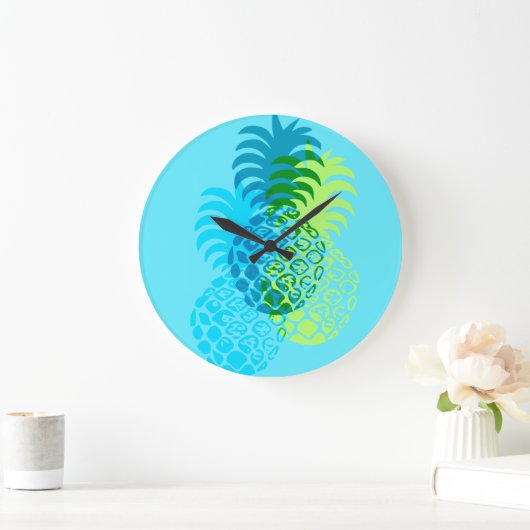 Momona Pineaple Hawaiian Tropical Große Wanduhr (Zuhause)