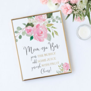 Momosa Bar baby Dusche rot Rosa Gold Poster