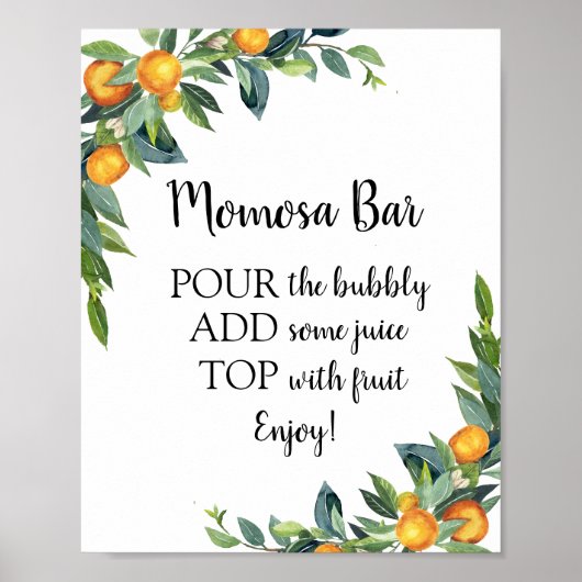 Momosa Bar Baby Dusche Trinkzeichen Poster (Vorne)