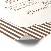 Momosa bar Bebe Cafe brown stripes Baby Shower Poster (Ecke)