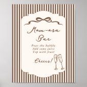 Momosa bar Bebe Cafe brown stripes Baby Shower Poster (Vorne)