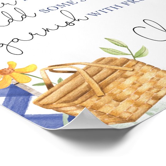 Momosa Bar Blue Gingham Picnic Babydusche Poster (Ecke)