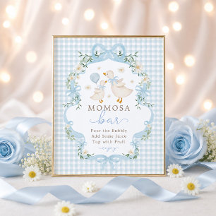 Momosa Bar: Blue Silly Goose Baby Shower Schild